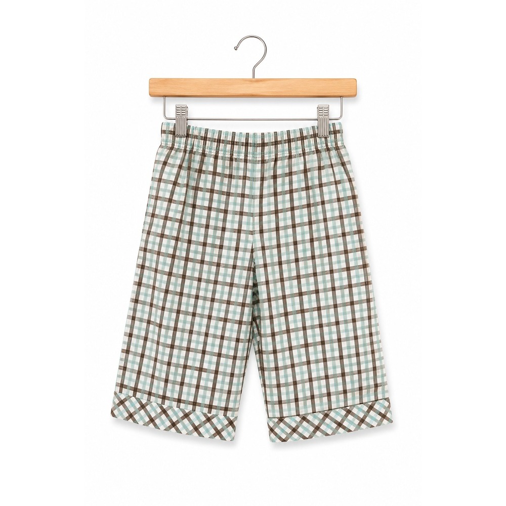 Chez Ami Patsy‎ Aiken Girls Capris Size 4 Blue White Brown Seersucker Check NEW